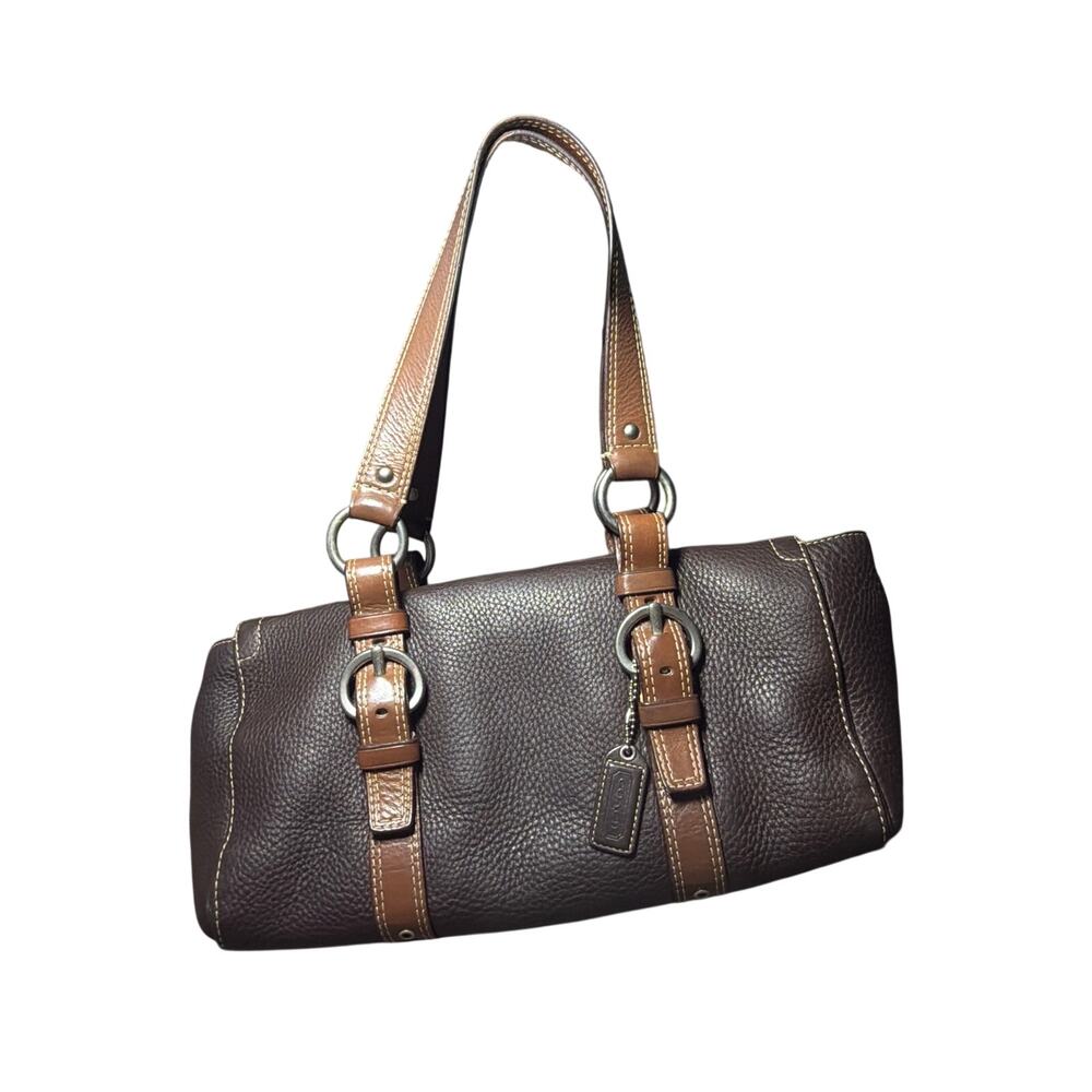 Vintage Coach Chelsea Pebbled Brown Leather Shoulder Bag Satchel
